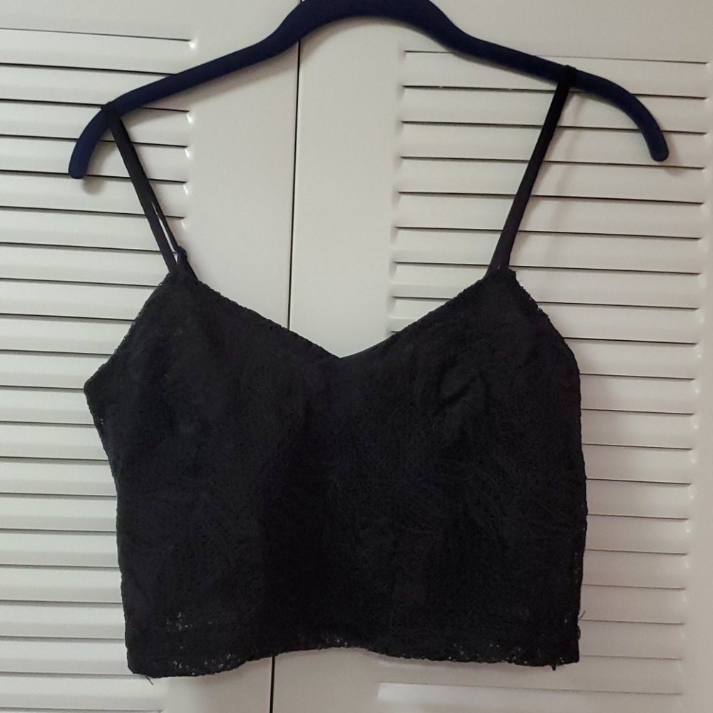 Black lace crop top